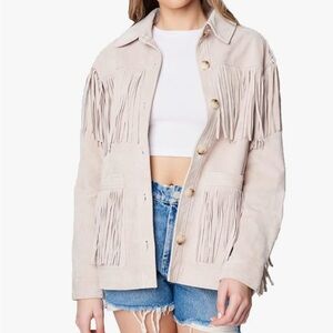 Blank NYC Suede Fringe Jacket - Peony